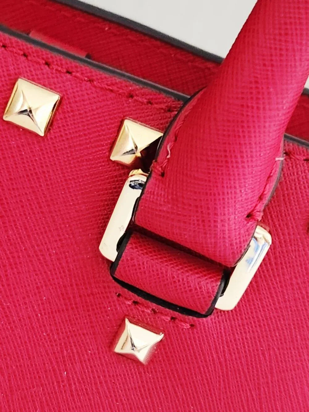 Euc Michael Kors Selma Studded Red Leather Satchel Handbag Purse